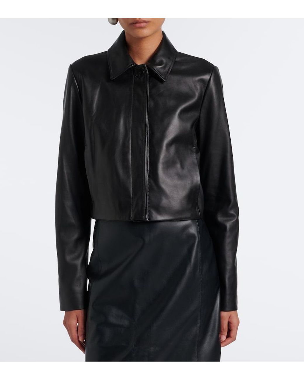 Vince Black Cropped Leather Jacket