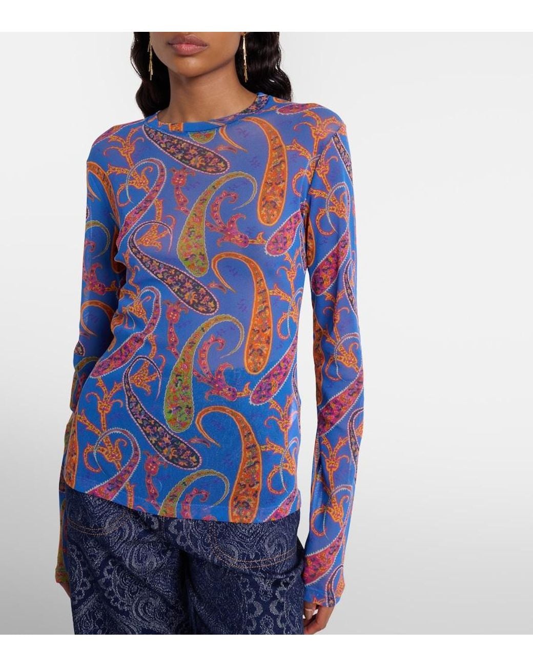 Top En Tulle Etro en coloris Blue