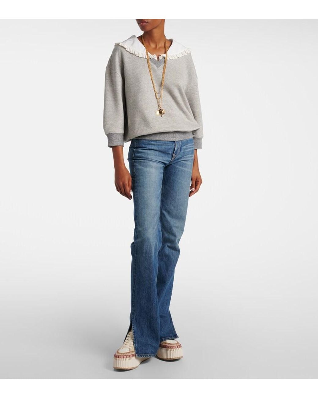 Chloé Pink Nama Suede-Trimmed Leather Platform Sneakers