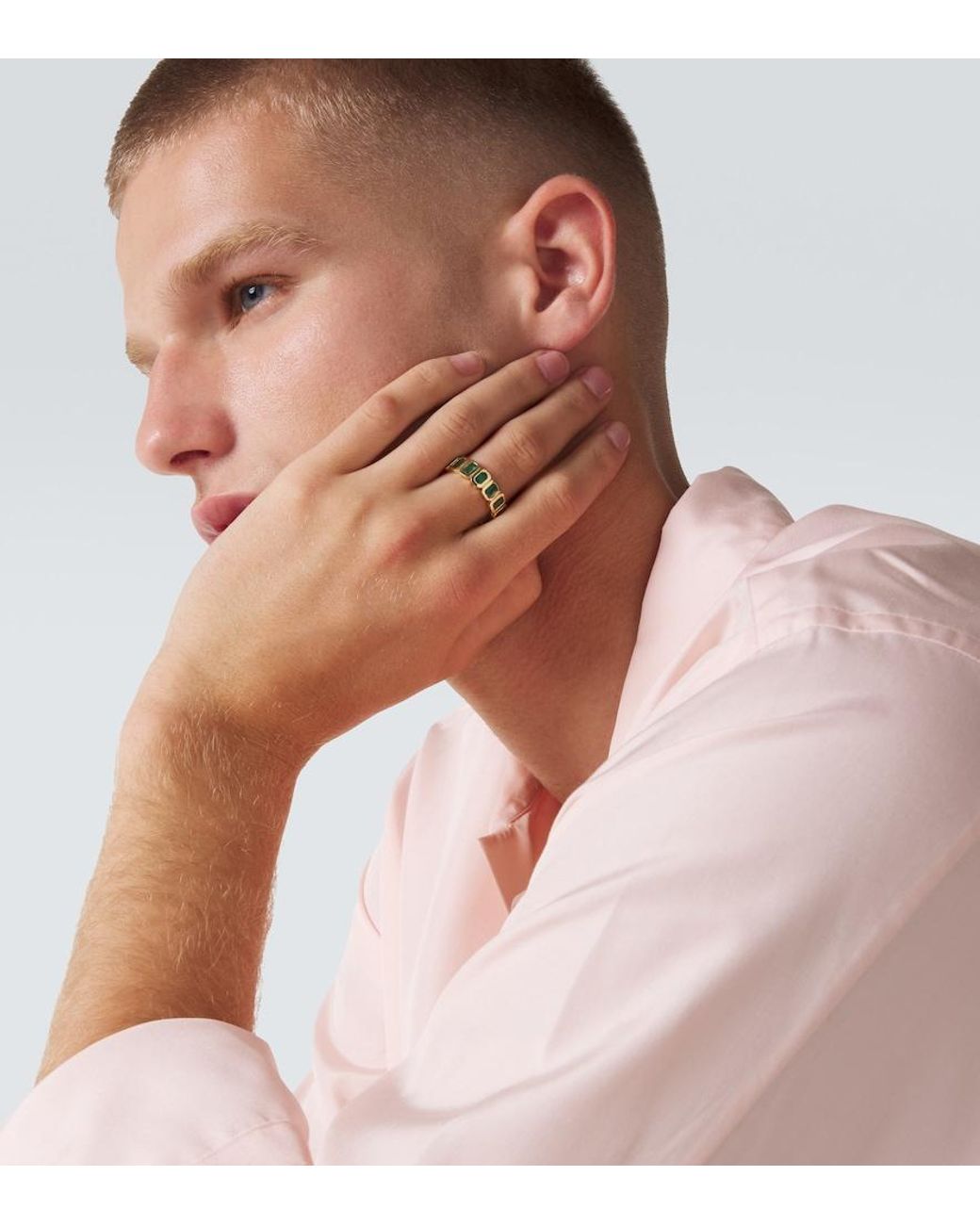SHAY White 18Kt Ring With Emeralds for men