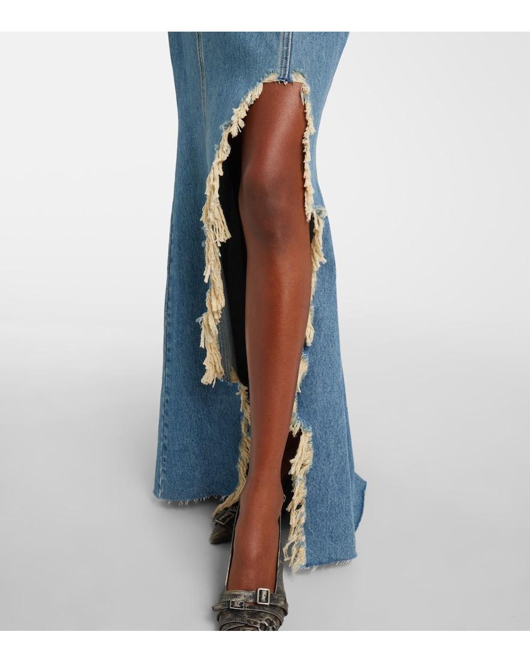 Blumarine Blue Denim Maxi Dress