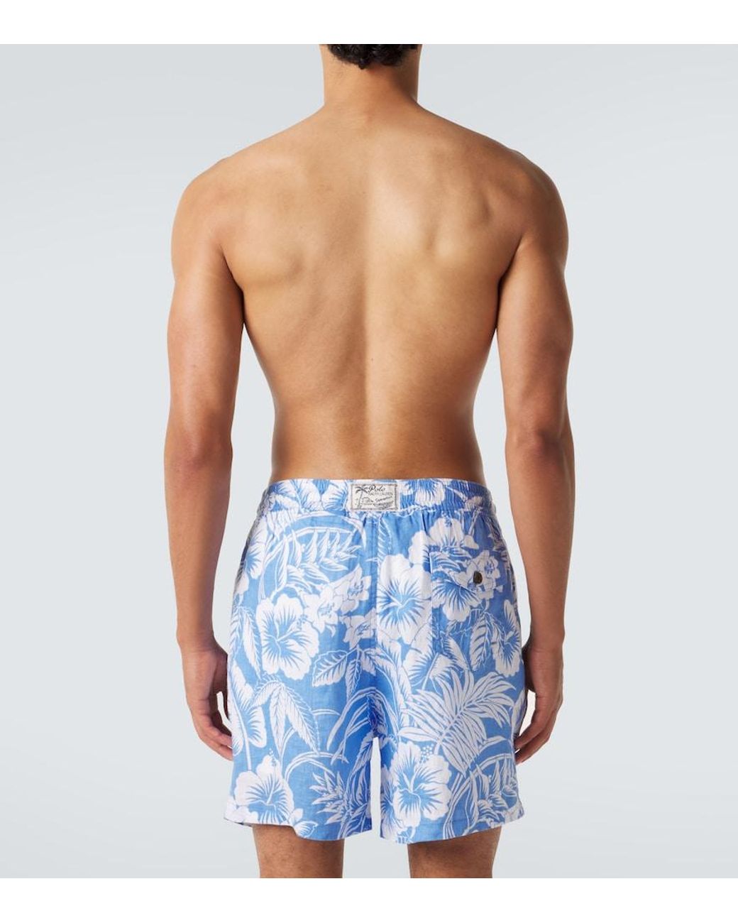 Polo Ralph Lauren Blue Floral Linen Swim Trunks for men