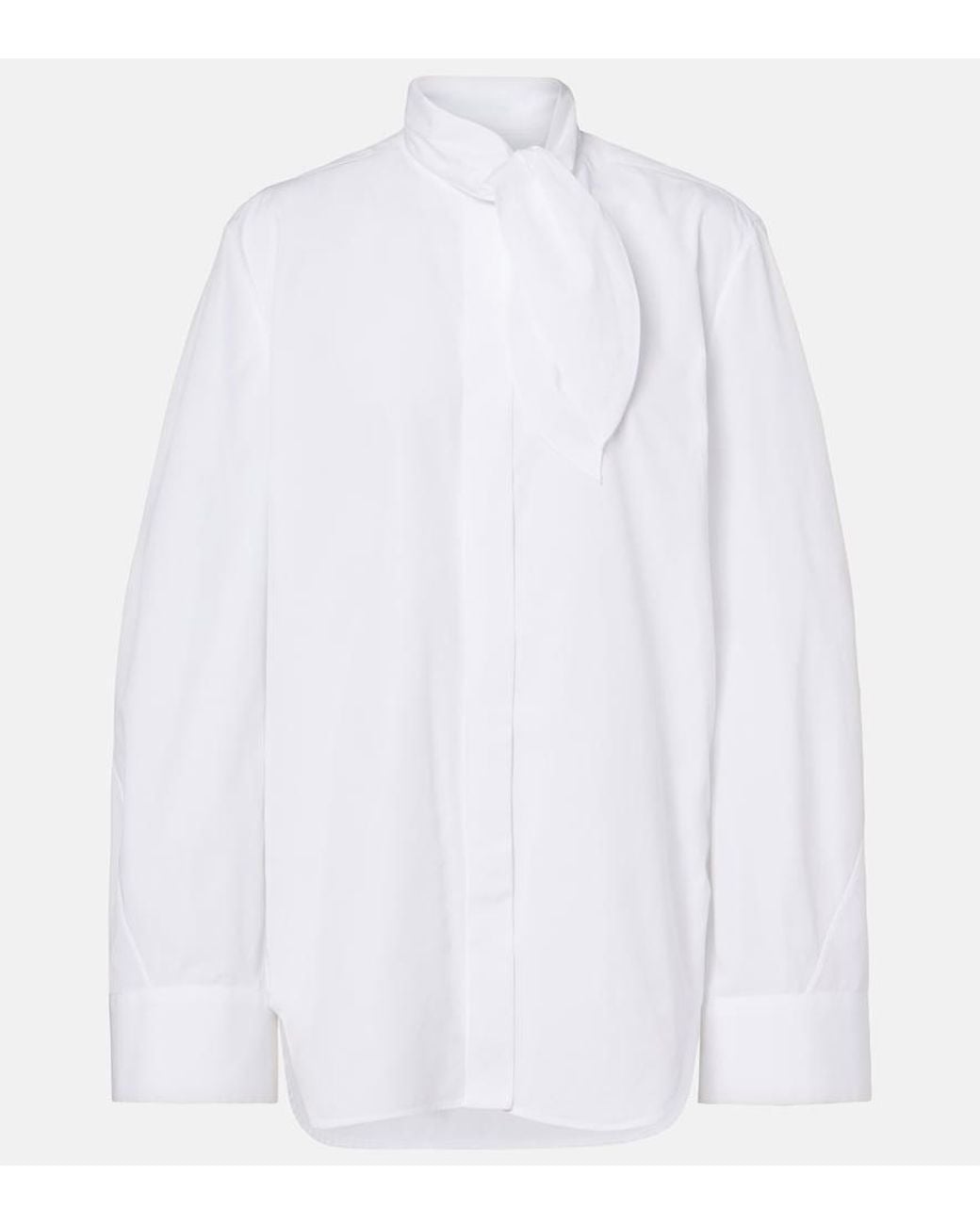 Givenchy White Tie-Neck Cotton Shirt