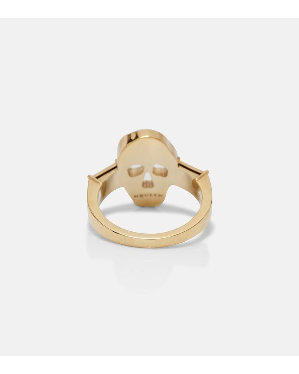 McQueen White Skull Crystal-Embellished Ring