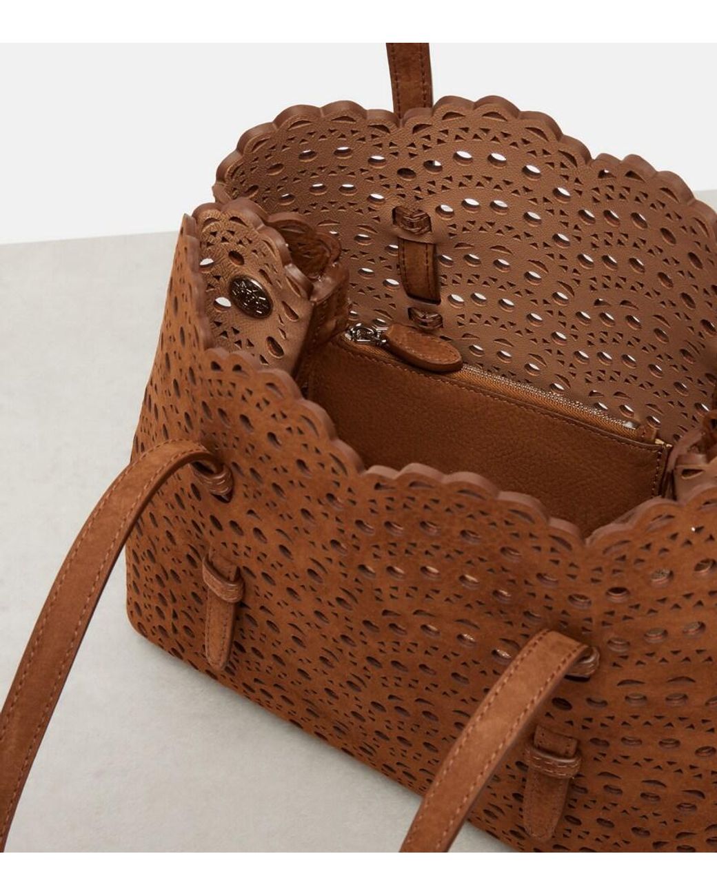 Alaïa Brown Mina 25 Vienne Wave Leather Top-Handle Bag