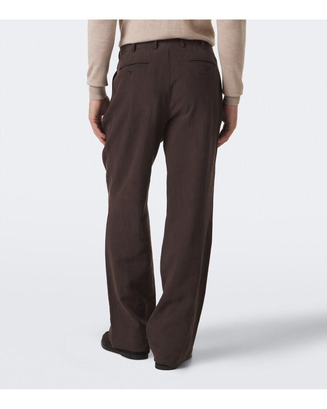 Saman Amel Brown Amo Linen Canvas Suit Pants for men