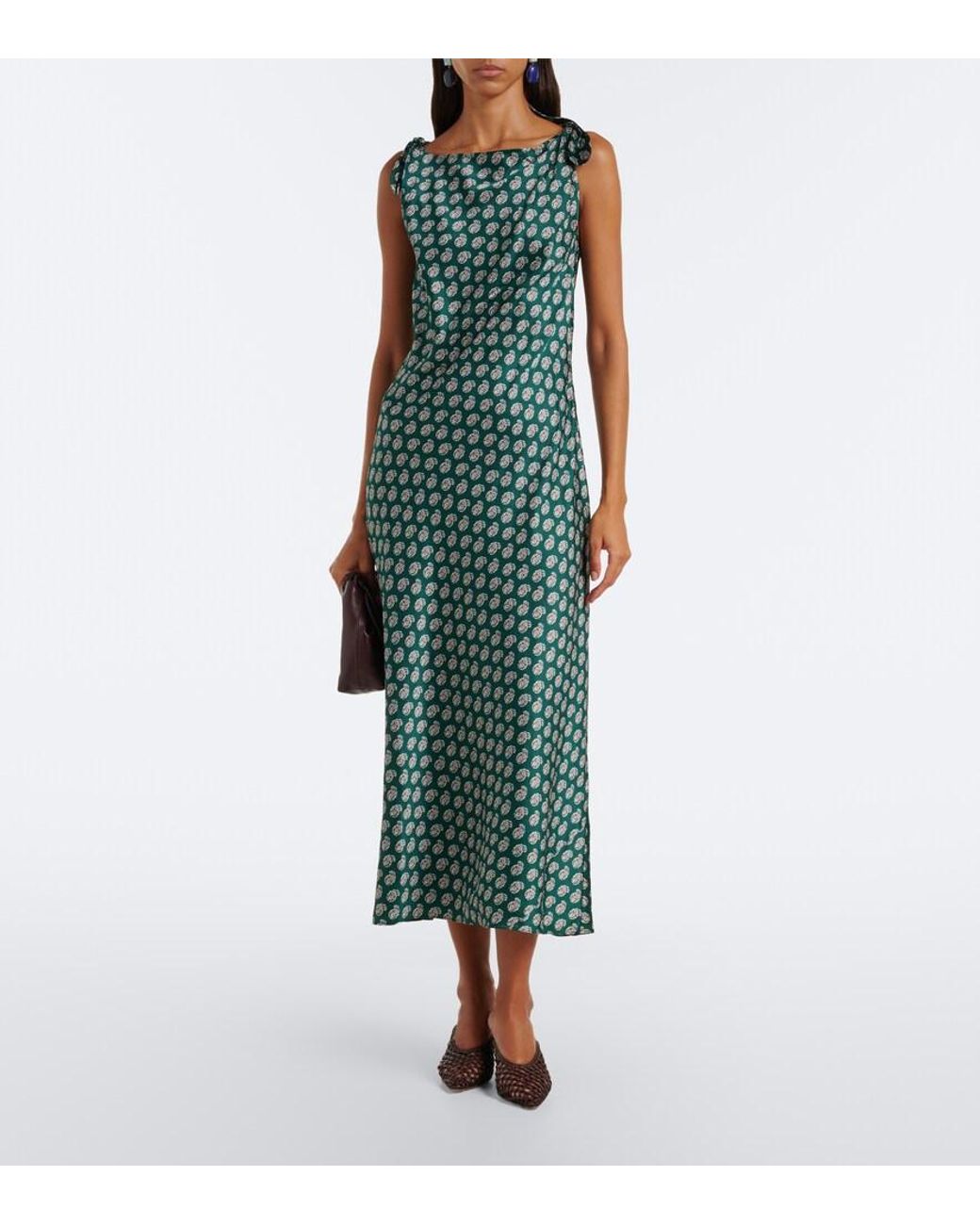 Doen Green Mariselle Paisley Silk-Blend Midi Dress