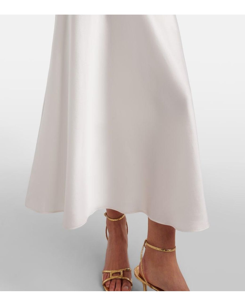 Doen White Coraline Lace-Trimmed Silk Midi Dress