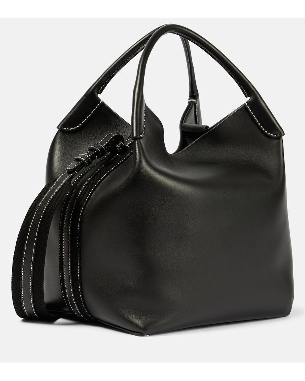 Loro Piana Black Bale Large Leather Tote Bag