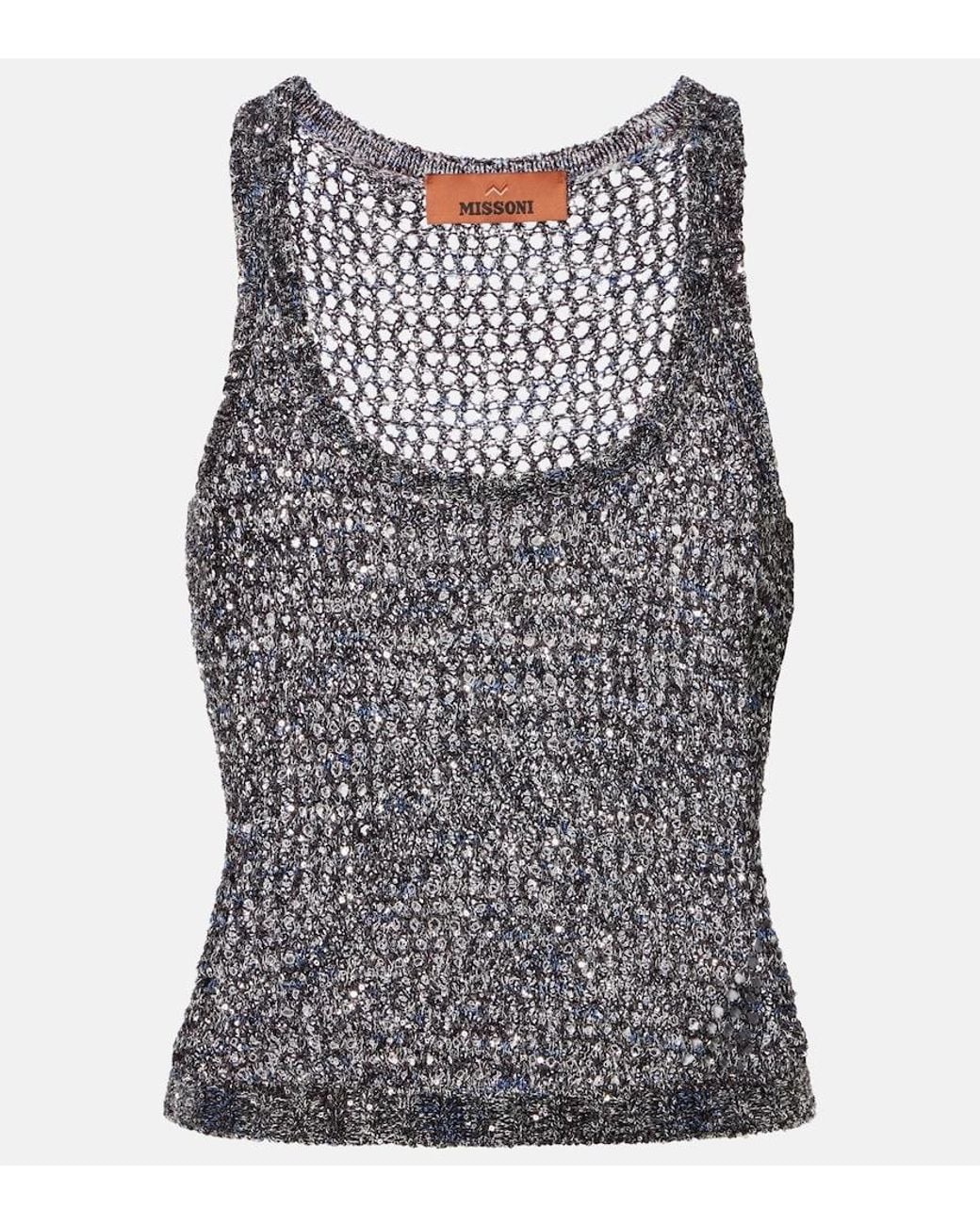 Missoni Black Sequined Knitted Tank Top