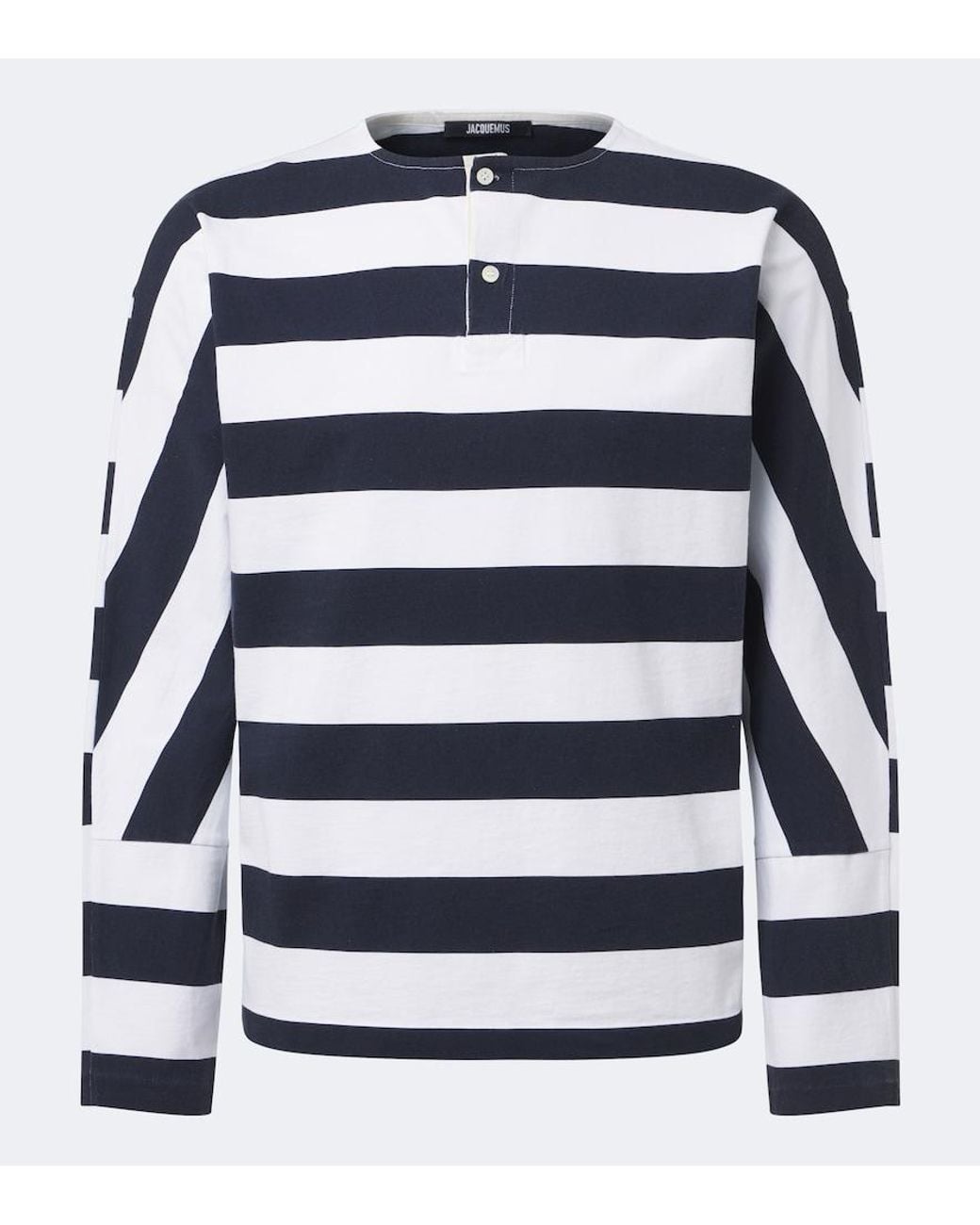 Jacquemus Blue Mariniere Striped Cotton Jersey Henley Shirt for men