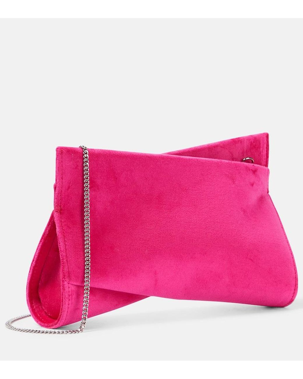Christian Louboutin Pink Loubitwist Small Cotton Velvet Clutch