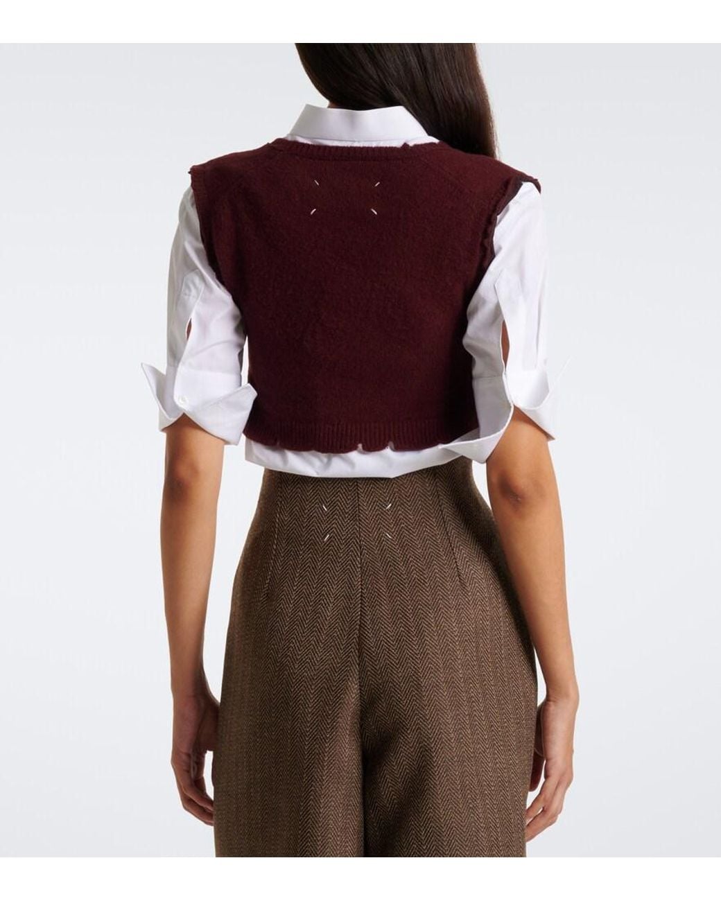 Maison Margiela Purple Cropped Virgin Wool Sweater Vest