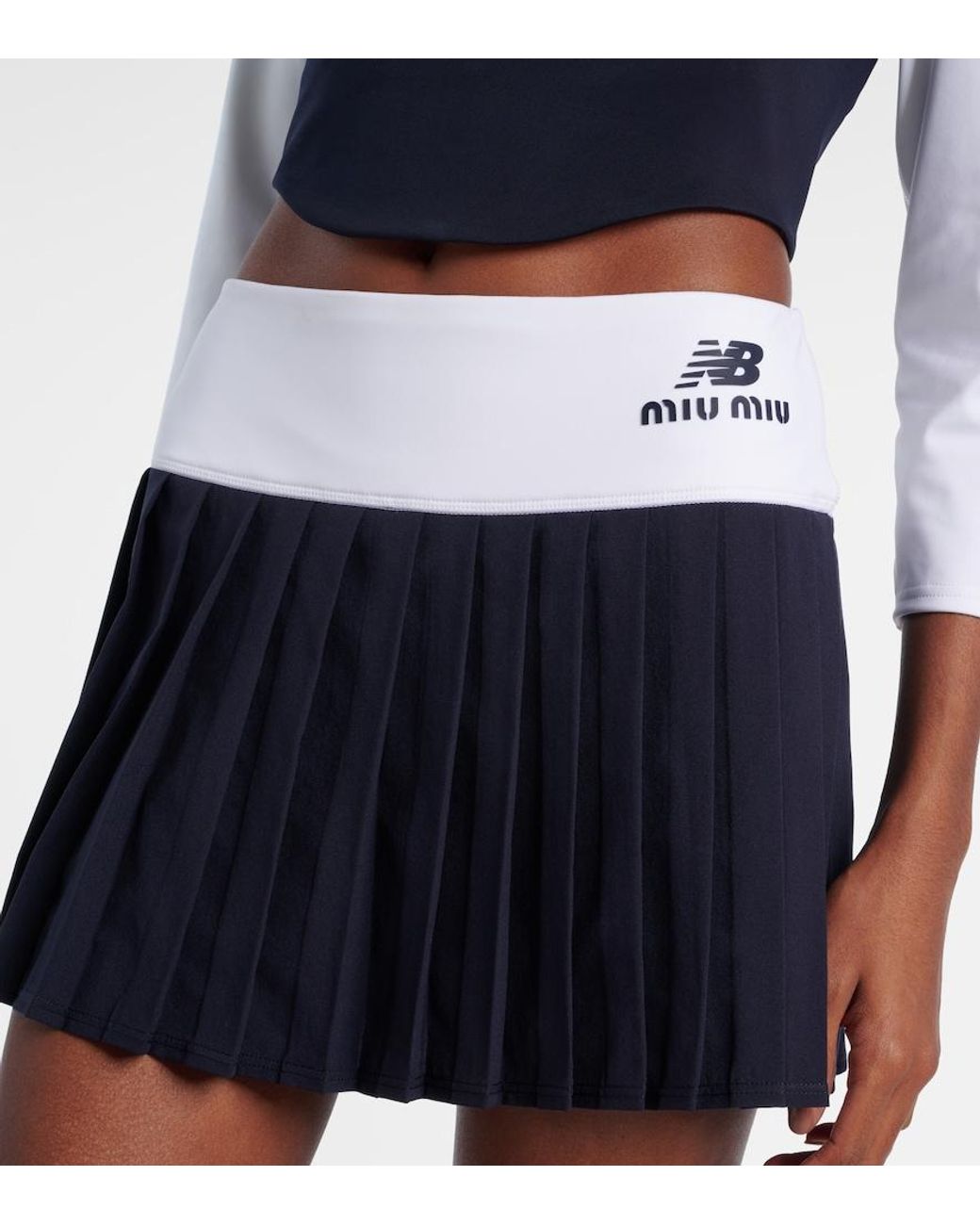Miu Miu Blue X New Balance Pleated Jersey Miniskirt