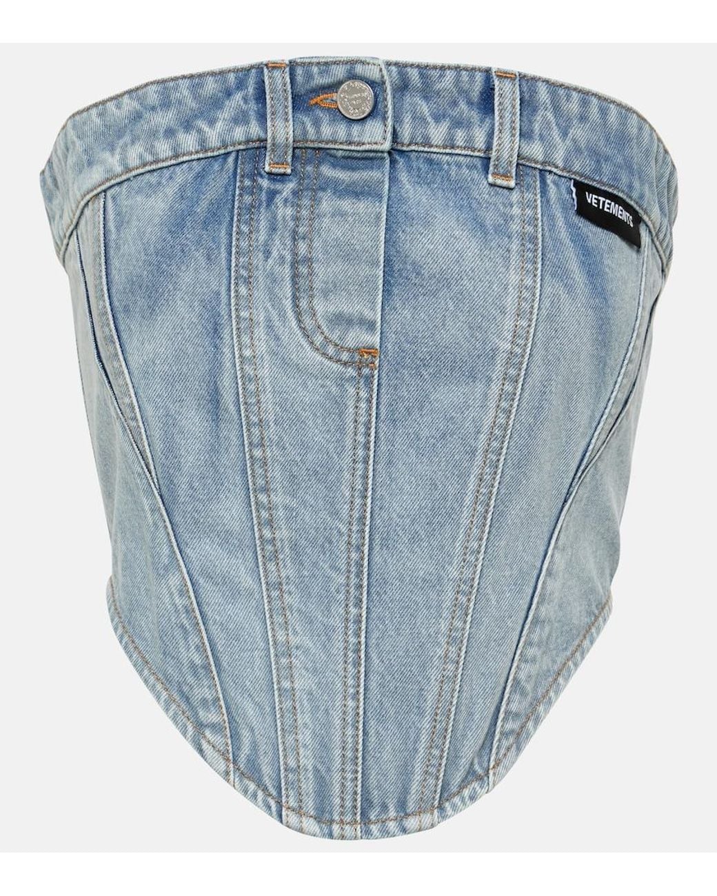 Vetements Blue Cotton Denim Corset