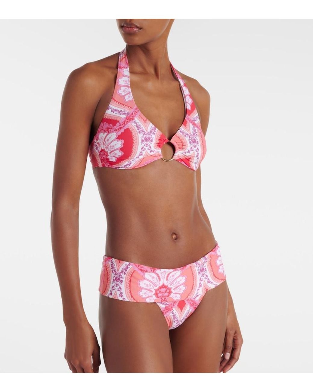 Melissa Odabash Pink Bedrucktes Bikini-Oberteil Brussels