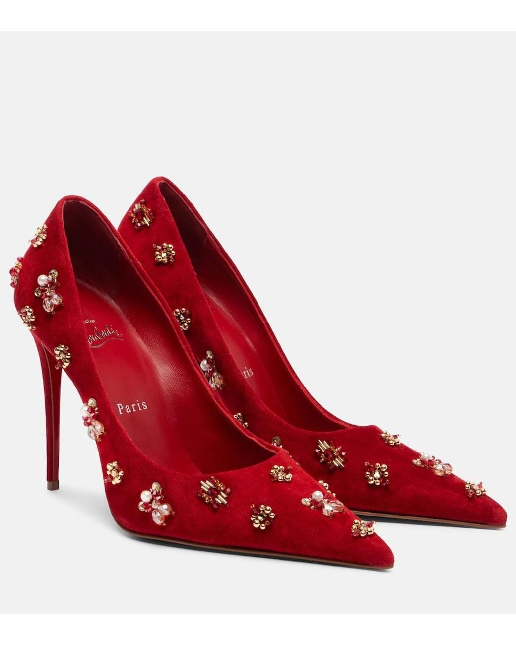 Christian Louboutin Red Mix Kate 100 Suede Pump