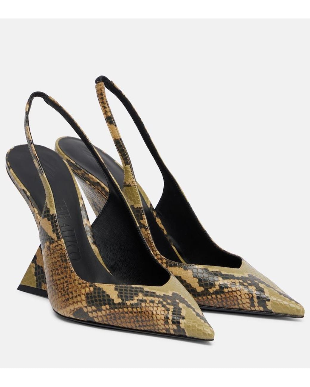 The Attico Brown Cheope 105 Leather Slingback Mules