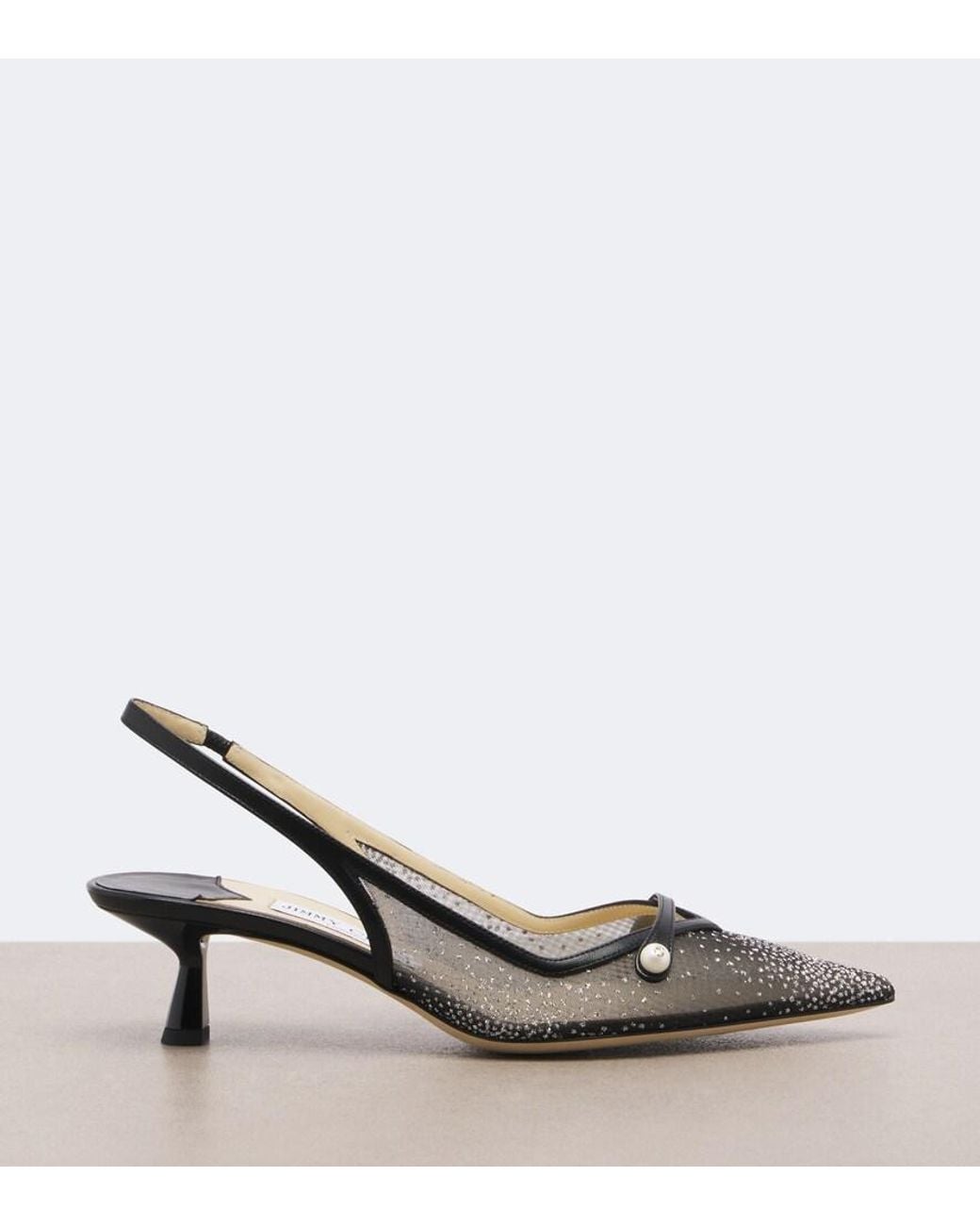 Jimmy Choo Metallic Amita Embellished Mesh Slingback Pumps