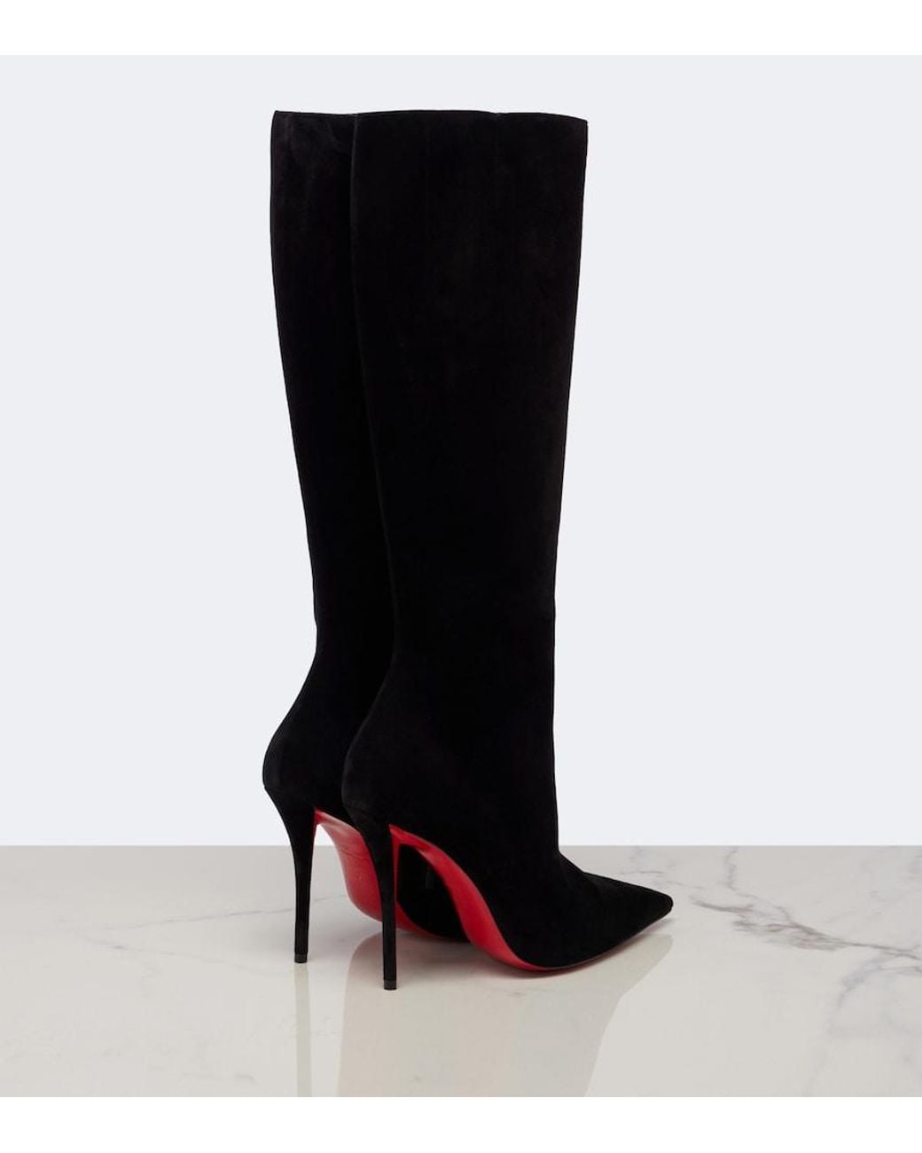 Christian Louboutin Black Miss Z Suede Knee-High Boots