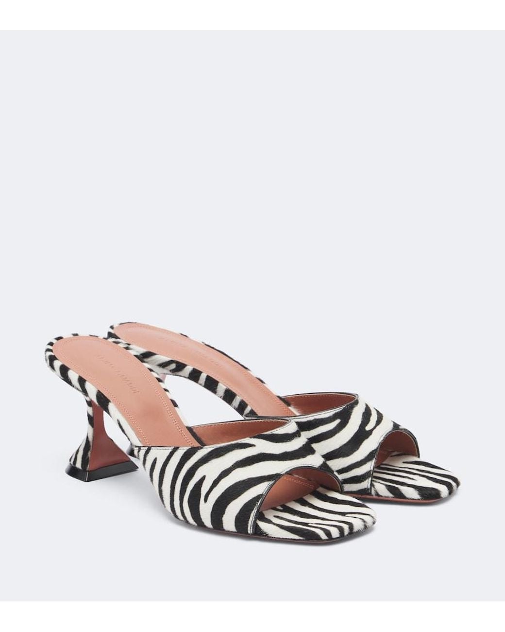 AMINA MUADDI Black Lupita Zebra-Print Calf Hair Mules