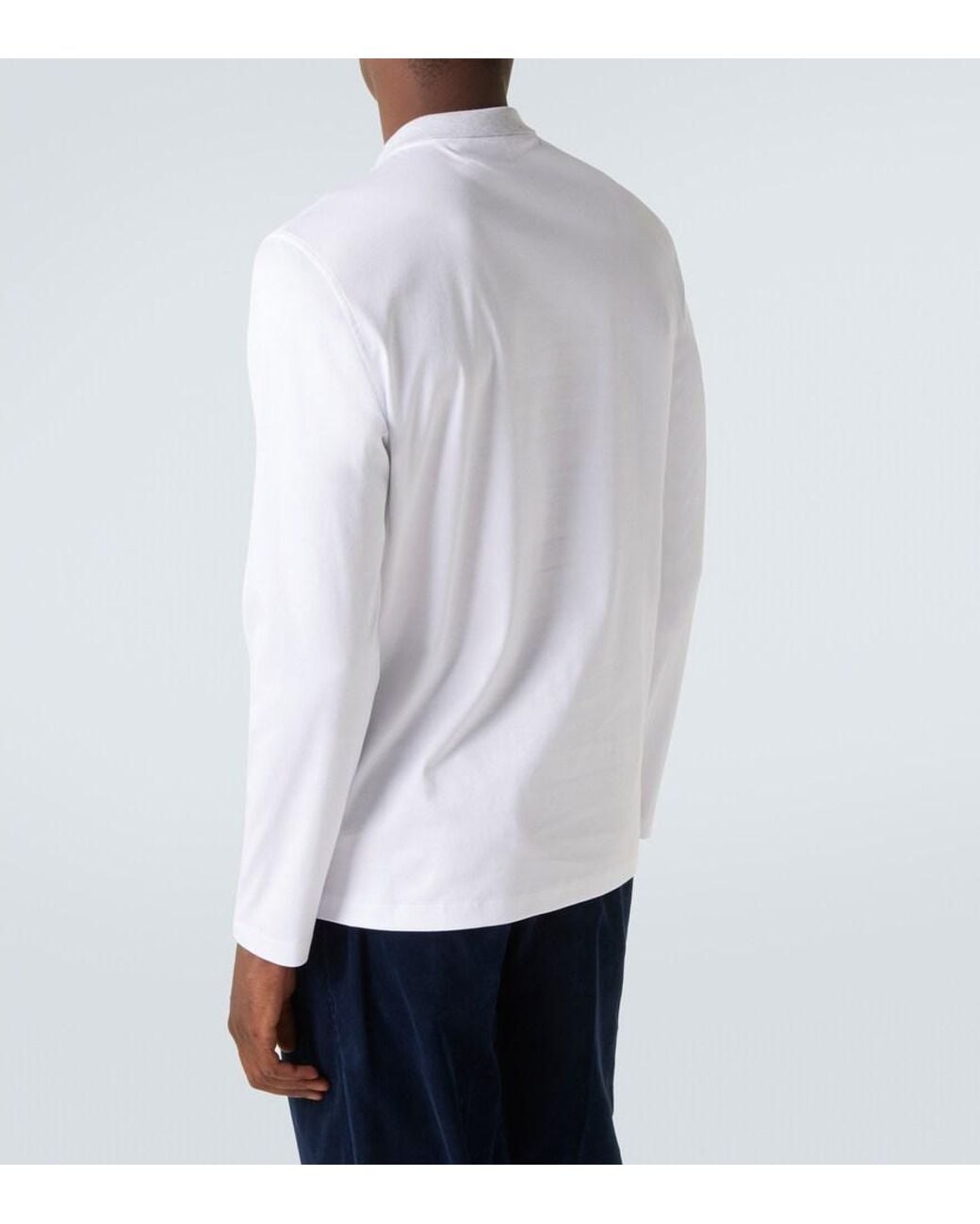 Brunello Cucinelli White Cotton Polo Shirt for men