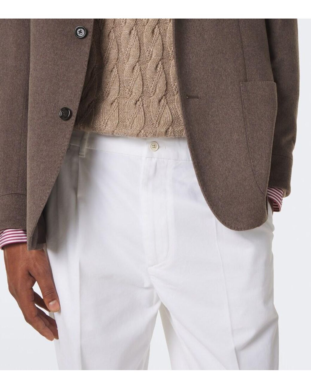 Dunhill White Cotton And Cashmere Straight Pants for men