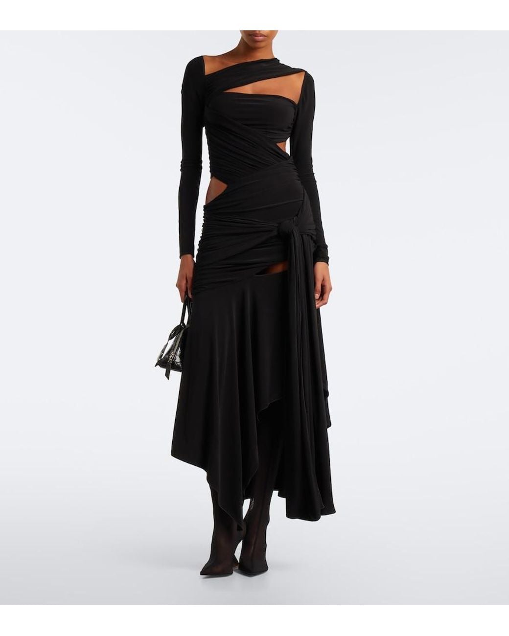 The Attico Black Cheope Lace-Trimmed Mesh Over-The-Knee Boots