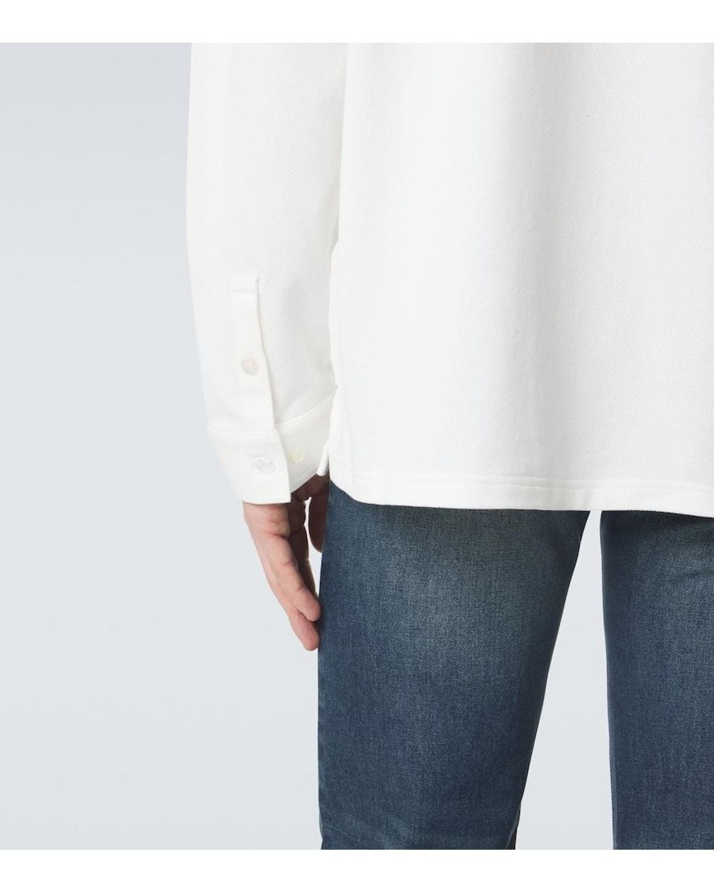 Gucci White Cotton-Blend Pique Shirt for men