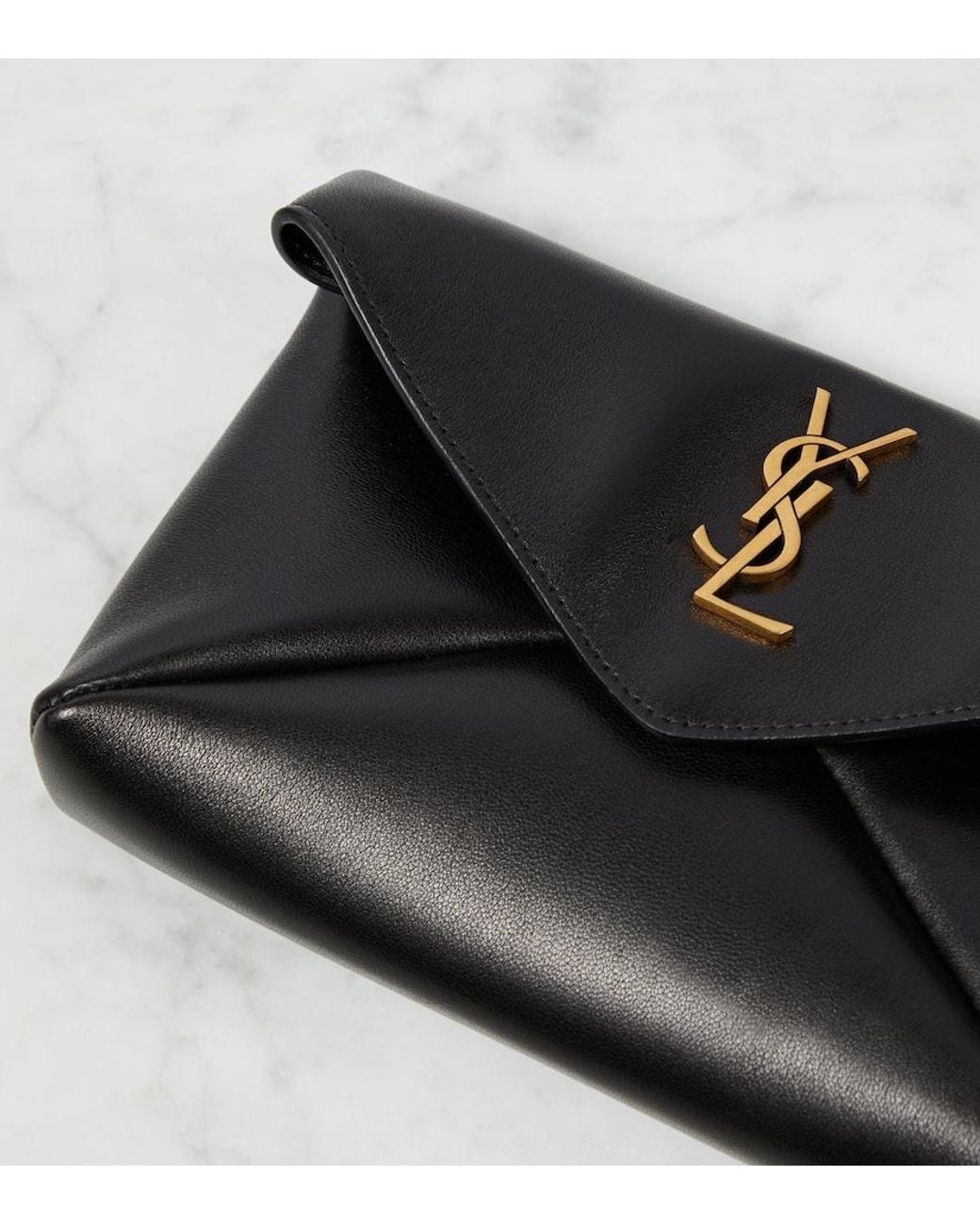 Saint Laurent Black Cassandre Small Leather Pouch