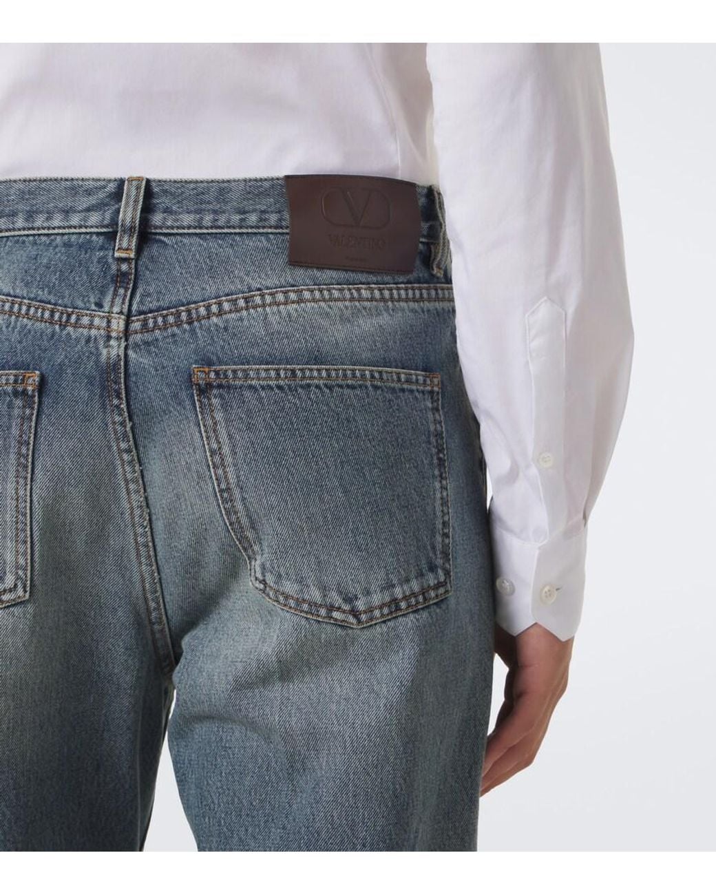 Valentino Garavani Blue Faded Straight Jeans for men