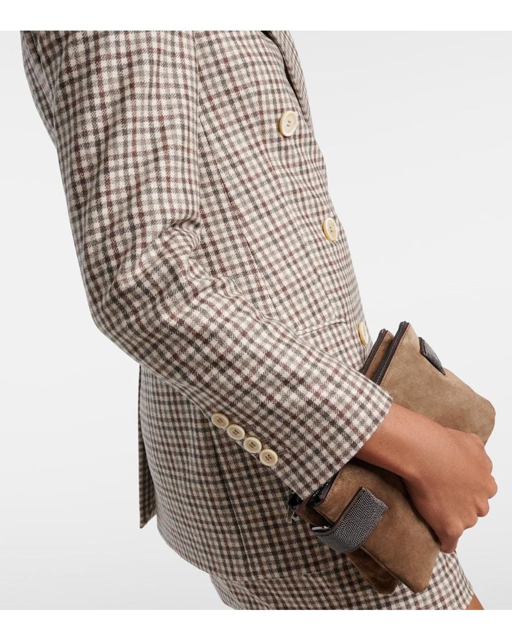 Brunello Cucinelli Brown Checked Virgin Wool Blazer