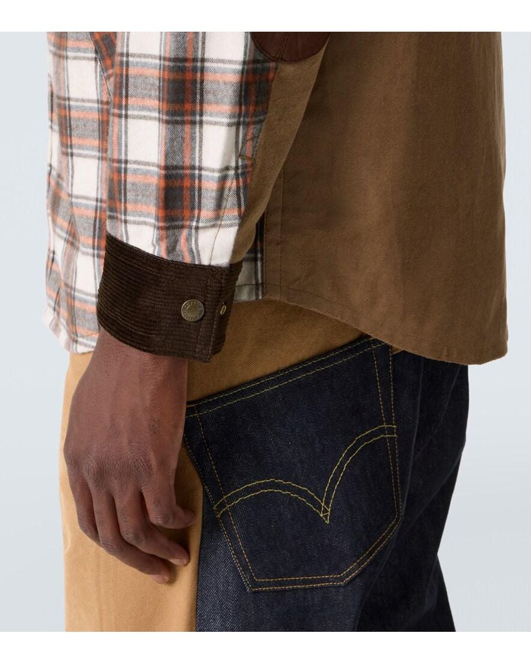 Junya Watanabe Brown Checked Cotton Flannel Jacket for men