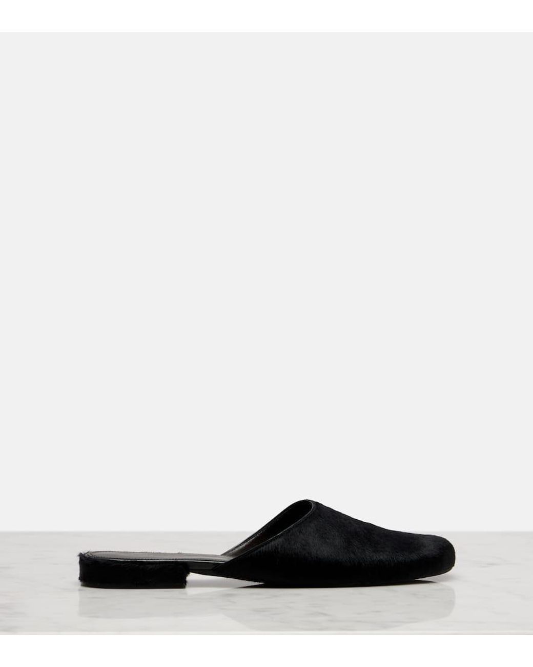 The Row Black Penelope Calf Hair Mules