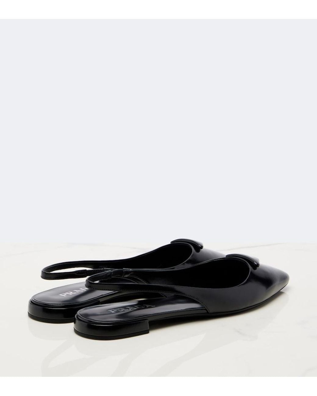 Prada Black Leather Slingback Ballet Flats