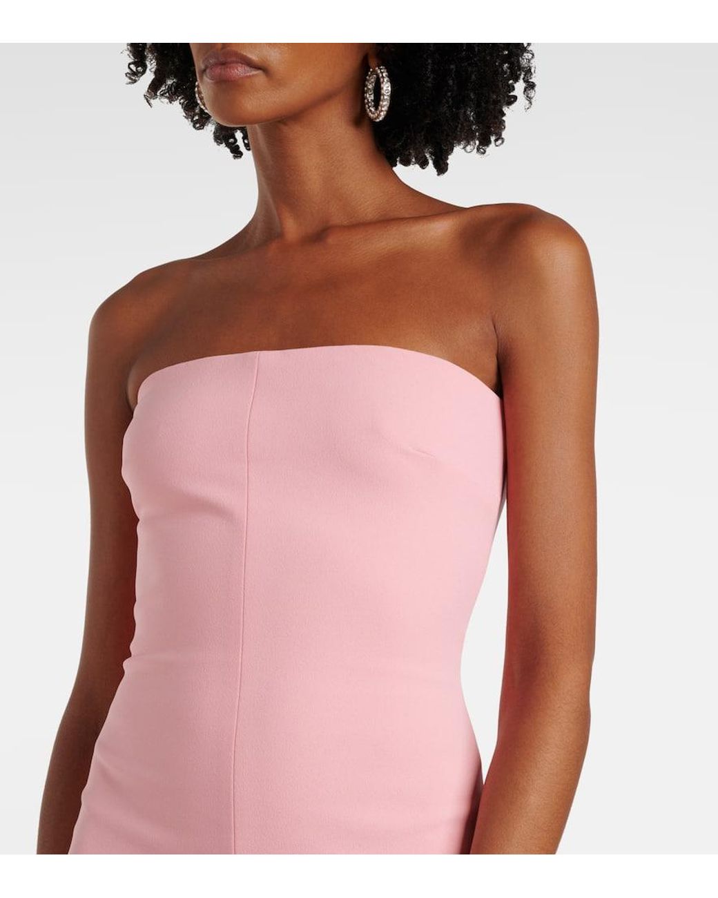 Solace London Pink Bysha Strapless Crepe Gown