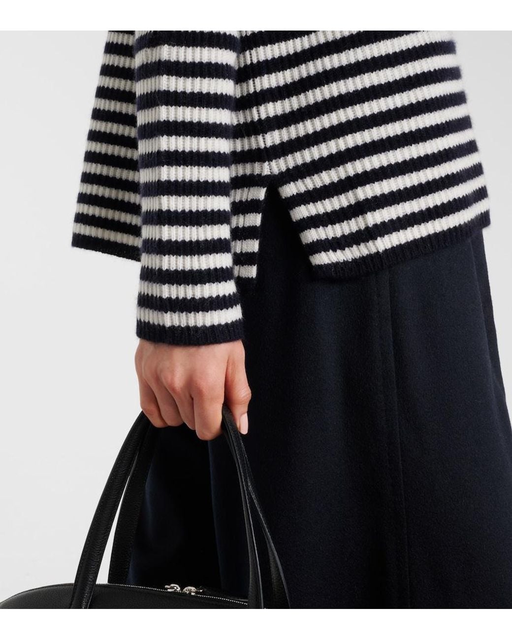 Max Mara Blue Gomma Striped Cashmere Top