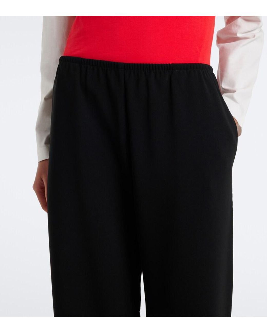 Leset Black Arielle Crepe Wide-Leg Pants