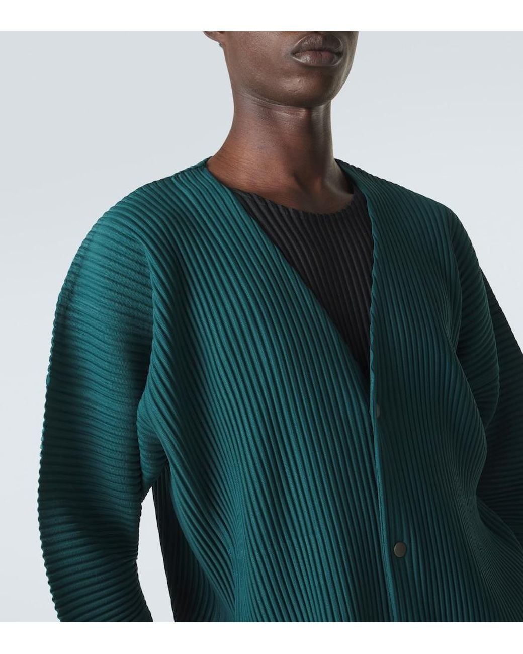 Homme Plissé Issey Miyake Green Color Pleats Blouson Jacket for men