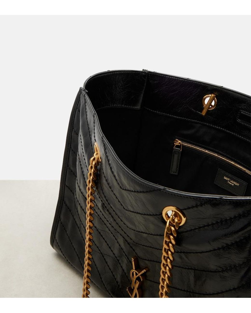 Saint Laurent Black Niki Medium Leather Shopper