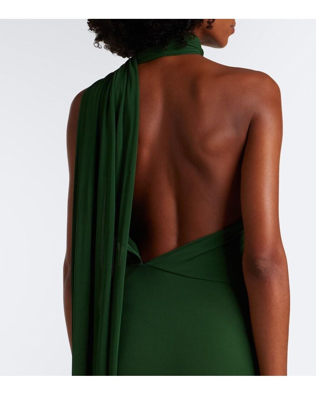 Alex Perry Green One-Shoulder Jersey Gown