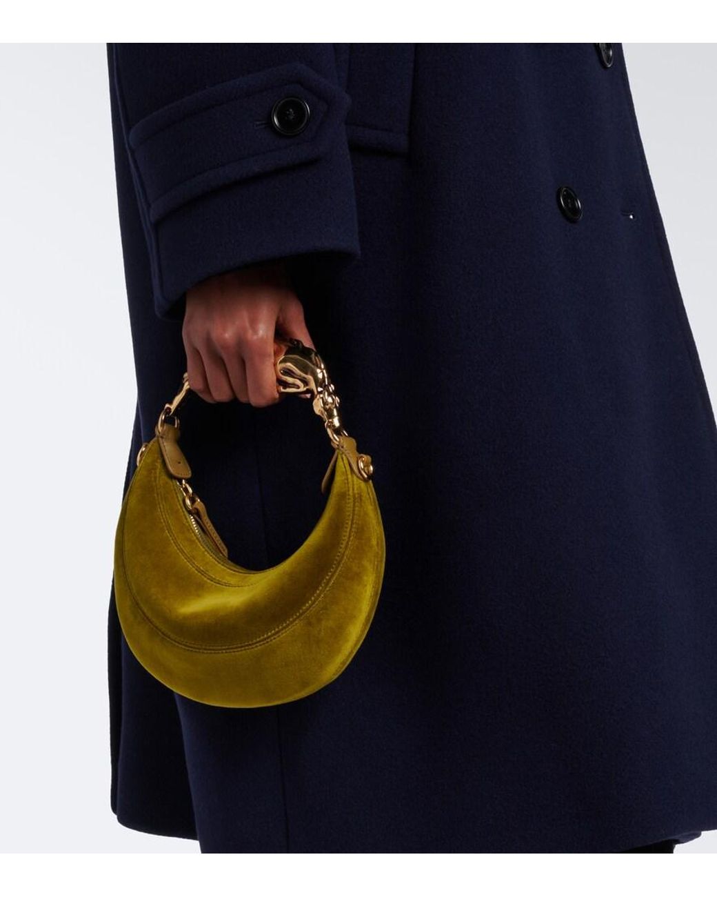 Chloé Green Chain Horse Small Velvet Top-Handle Bag