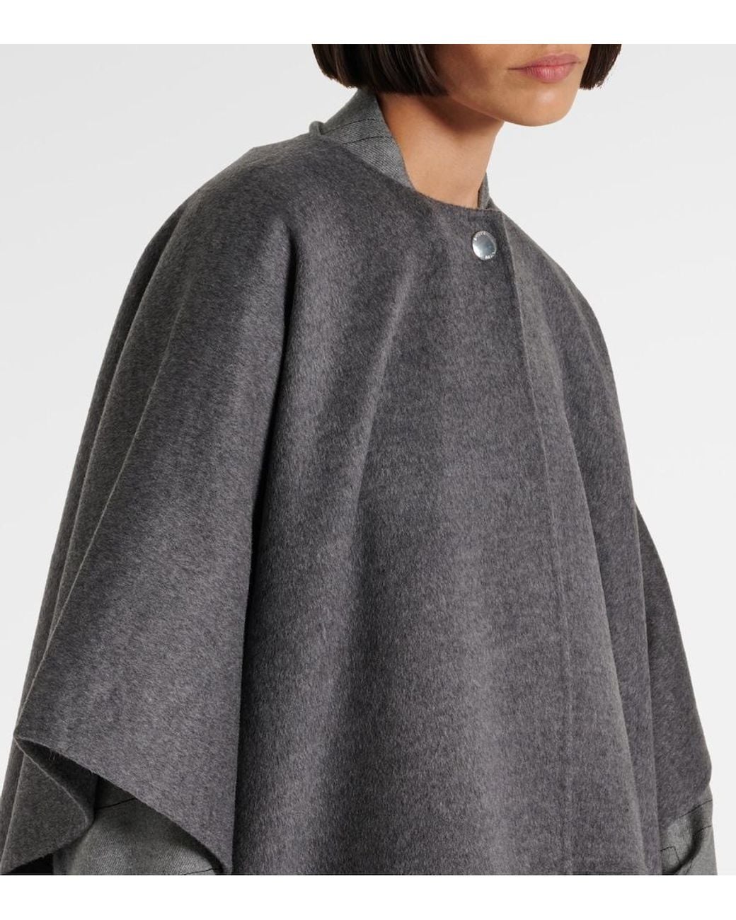 Totême Gray Double Scarf Wool Coat