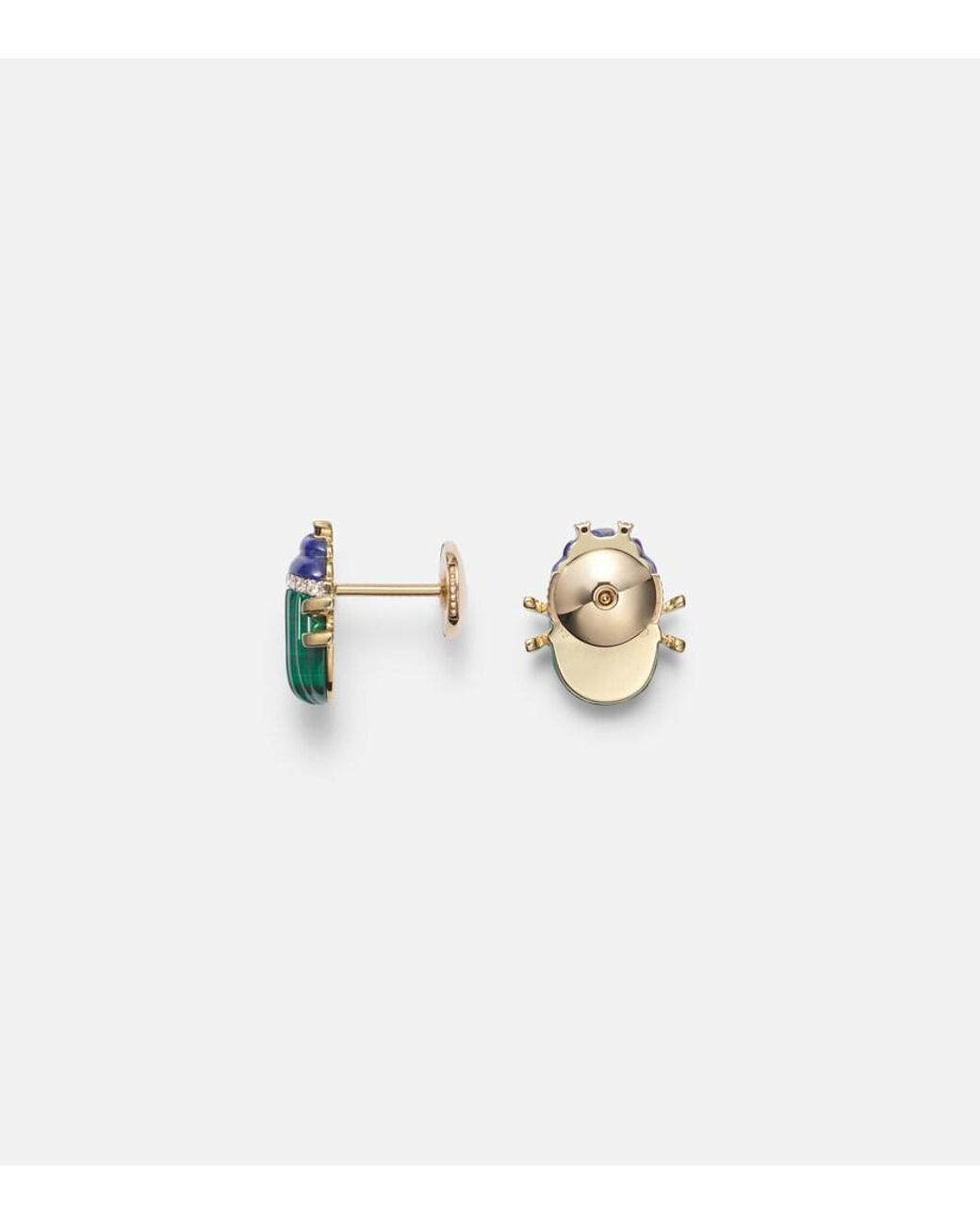 Yvonne Léon Blue Scarabee 9Kt Earrings With Gemstones