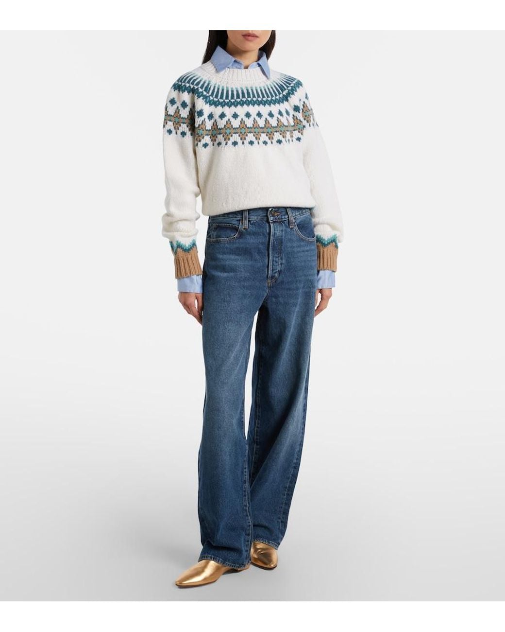 FRAME Blue X Amelia Detour High-Rise Wide-Leg Jeans