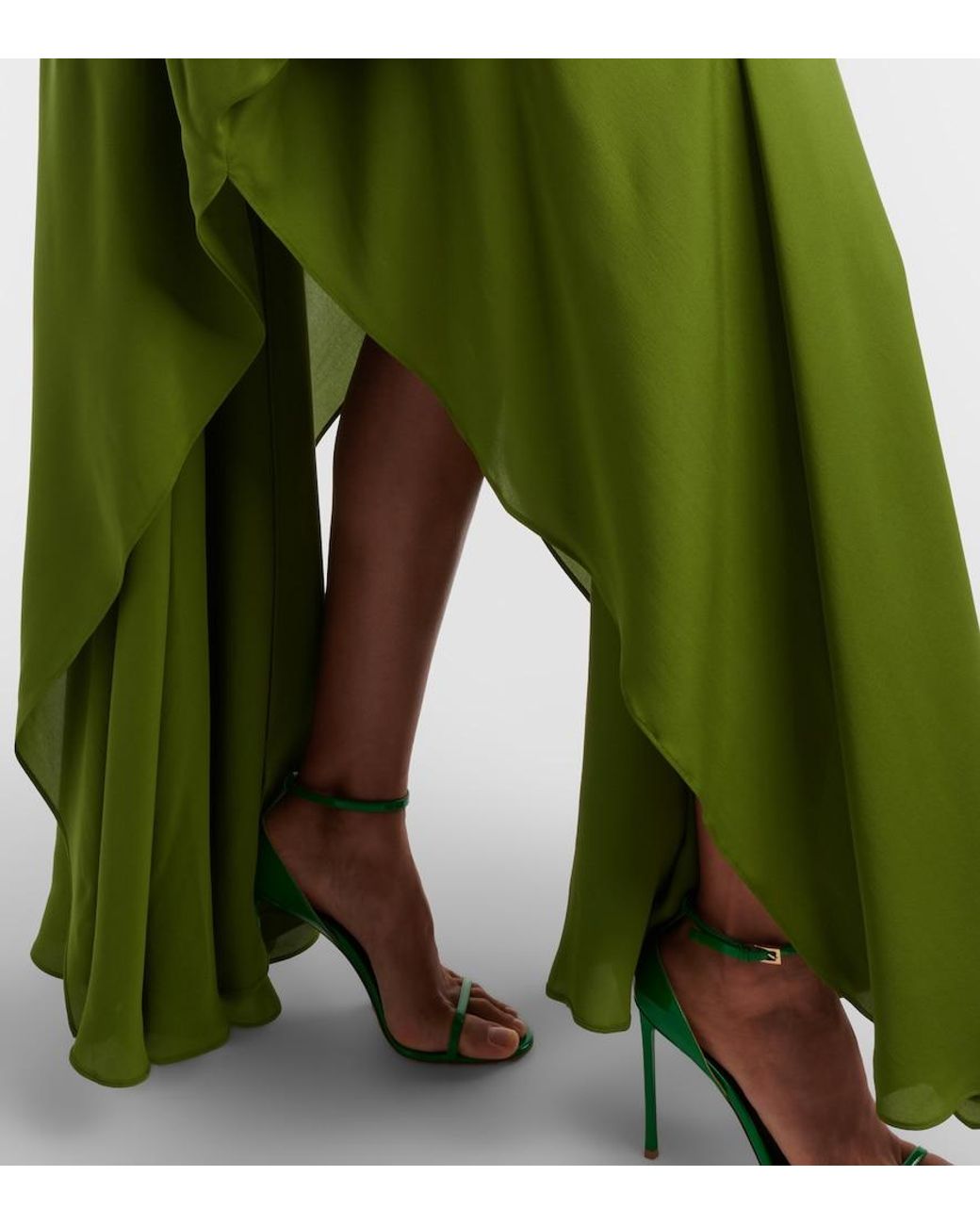 Tom Ford Green Draped Silk Georgette Kaftan