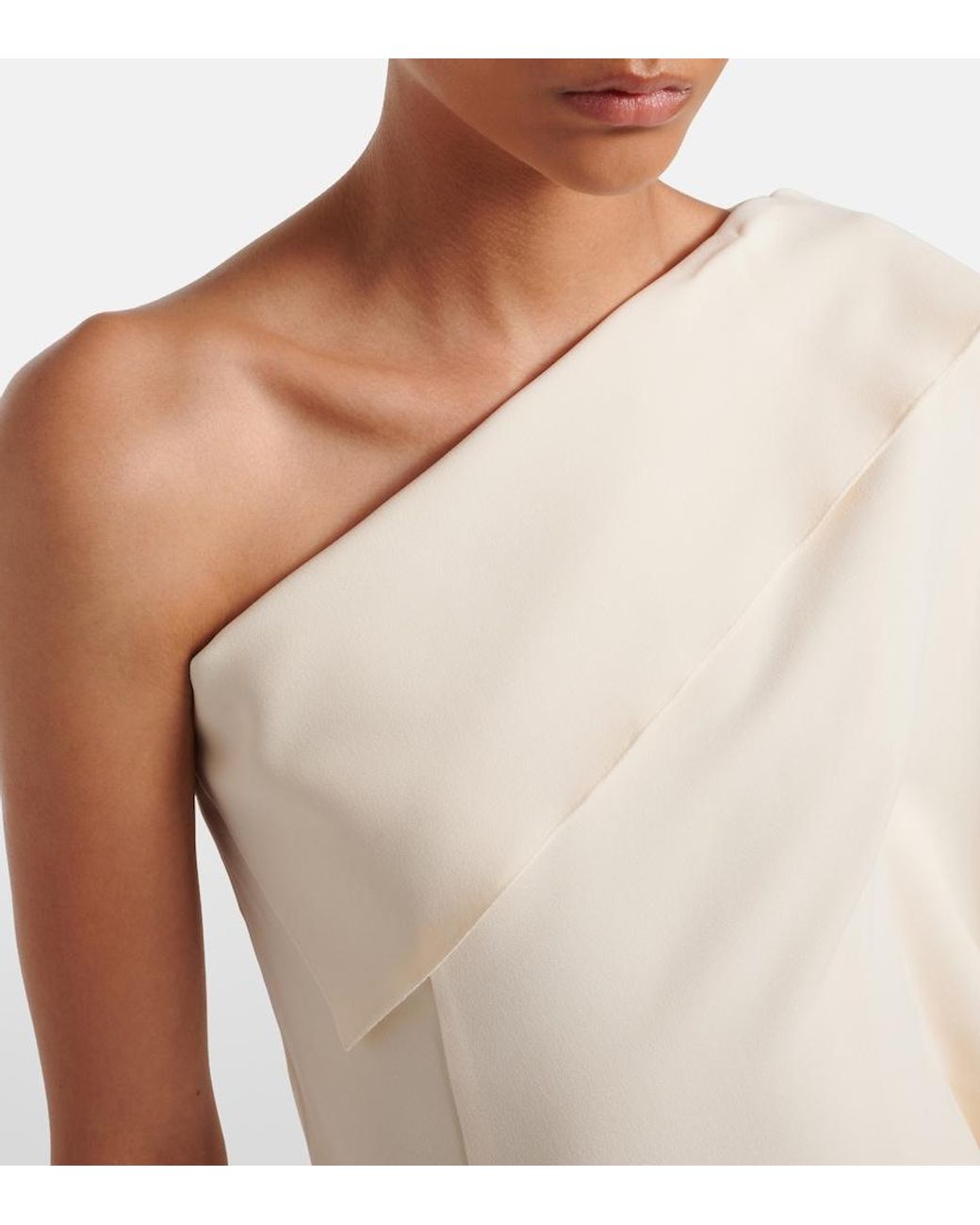 FFORME Natural Lavinia Draped One-Shoulder Top