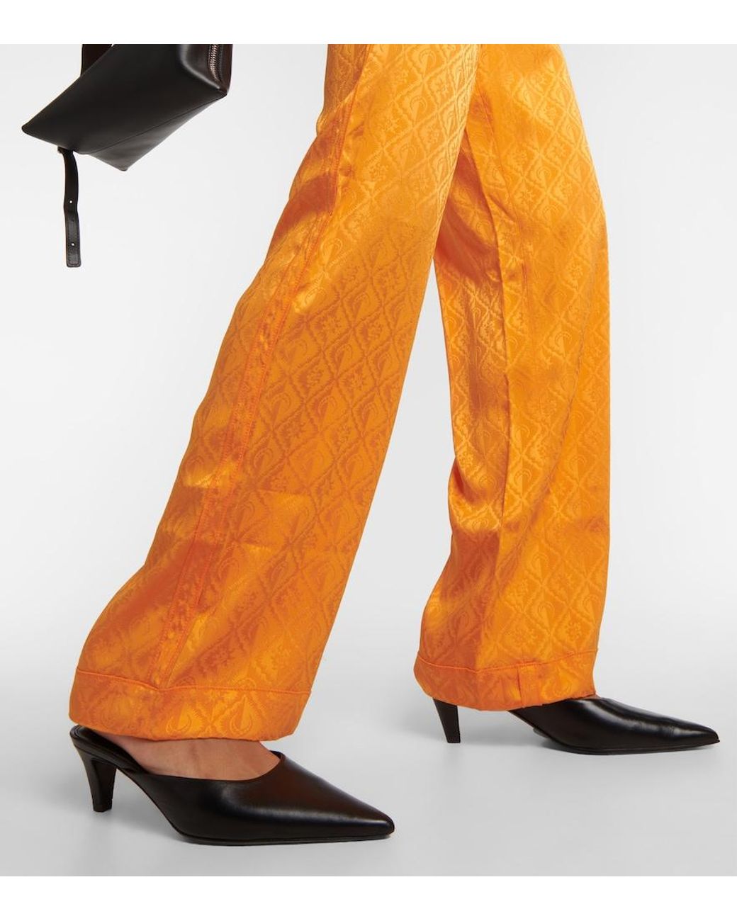MARINE SERRE Orange Moon Diamant Satin Pajama Pants