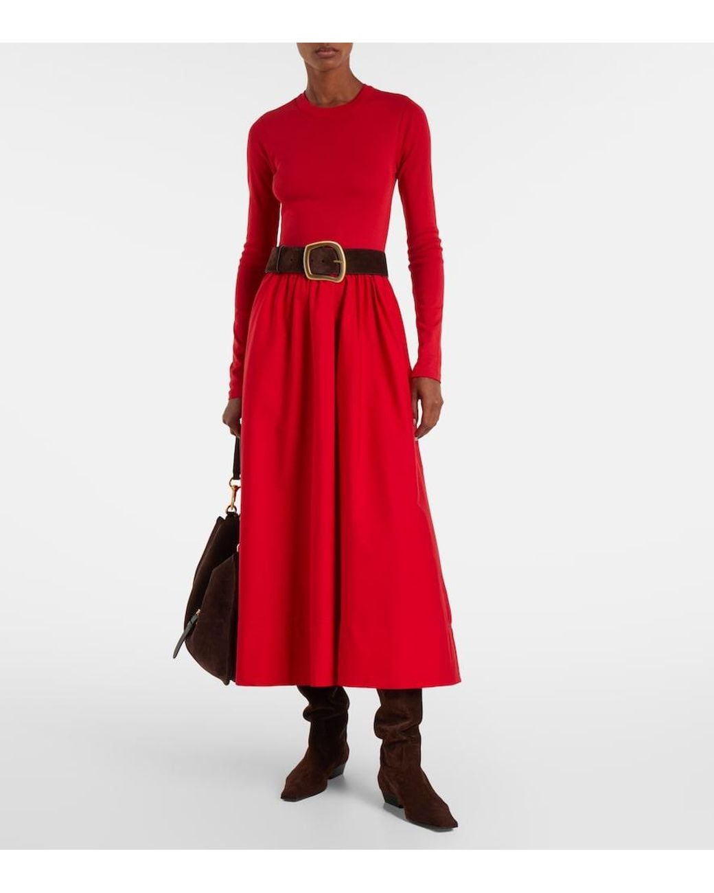 Polo Ralph Lauren Red Cotton Midi Dress