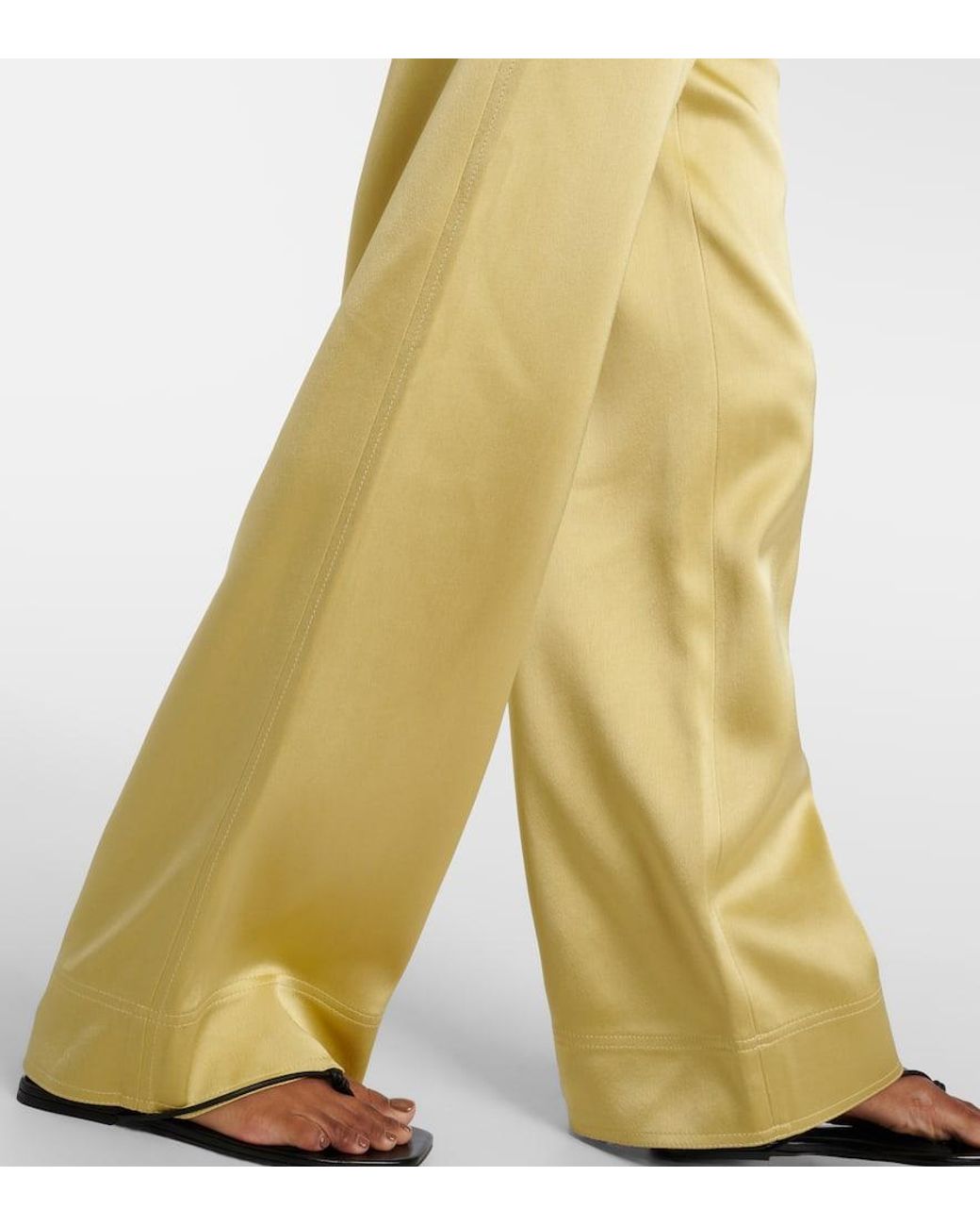 Totême  Yellow Weite High-Rise-Hose Aus Satin